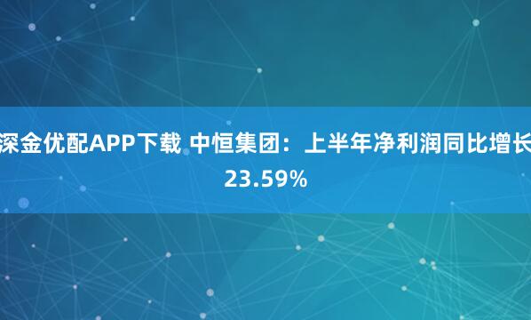 深金优配APP下载 中恒集团：上半年净利润同比增长23.59%